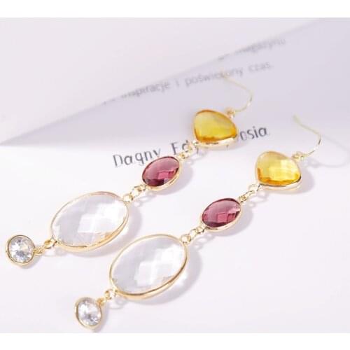 FASHIONSNOOPS ZA Fashion Crystal Drop Earrings Vintage Rhinestone Earrings Maxi Geometric Statement Earrings for Women Jewelry