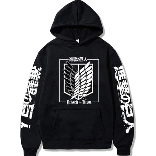 Harajuku Mens Streetwear Casual Anime Attack on Titan Printed Sweatshirts Hoodie