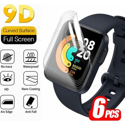 6pcs 9D Full Curved Hydrogel Soft Film For Xiaomi Mi Watch Lite Redmi Watch MiWatch Light Smartwatch Screen Protector Not Glass