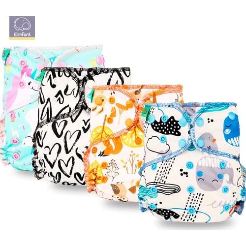 Elinfant Reusable Heavy Wetter Hybrid Fitted AIO/AI2 Waterproof Bamboo Velour Baby Cloth Diaper