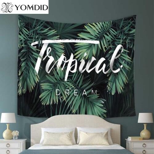 Wall Hanging Tapestries Tropical Rain Forest Tapestry 3D Printed Letter Cloth Green leaves Thin Table Cloth Yoga Mat Tapestry
