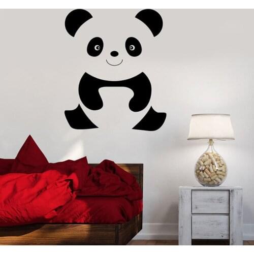 Panda Cartoon Wall Decals For Nursery Cute Animal Cheerful Baby Wall Sticker For Kids Room Art Mural Bedroomdecoration L450