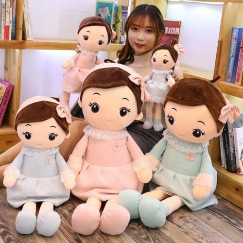 Plush Baby Girl Toys Kawaii Girl Dolls with Dress Stuffed Princess Doll Plush Toys for Wedding Rag Doll Baby Kids Playmate