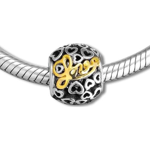 Fits for Pandora Beads Bracelets Message of love Charms 100% Original 925 Sterling Silver Jewelry Free Shipping