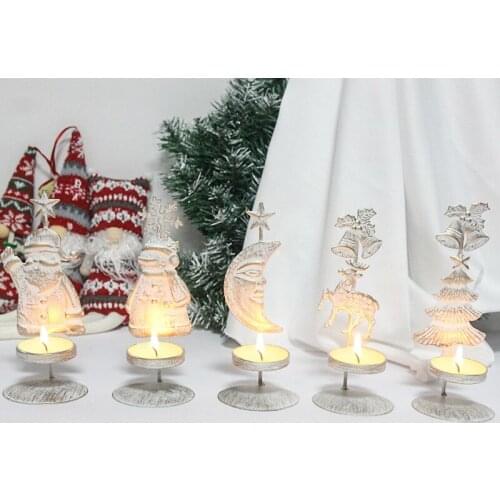 Retro Christmas Ornaments Creative Candle Holder Decoration Xmas Articles Iron Candle Holder Merry Christmas Decor For Home 2021