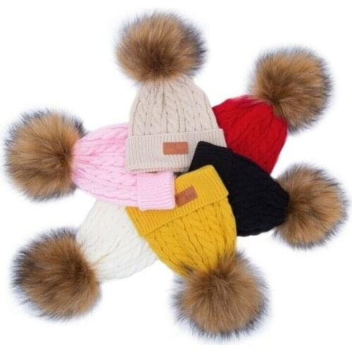 2021 Toddler Kids Girl Boy Baby Infant Winter Warm Crochet Knit Kids Hat Beanie Pom Pom Caps