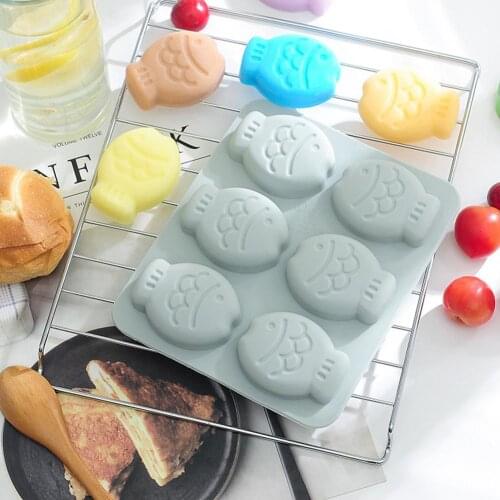 6 Grids Cartoon Cute Fish Silicone Molds Cake Baking Tools DIY Ice Tray Chocolate Mould Pastry Bread Mold Kitchen Accessories