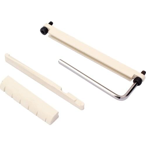 Guitar Bridge Saddle Replacement Bone Nut w/ Wrench for Banjo Beige