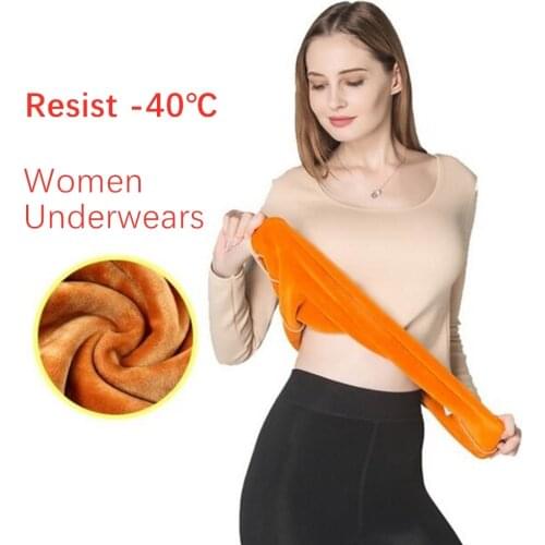 Long Sleeve Single Layer Velvet Thermal Women Warm Winter Underwear O-neck Basic for thermos Tops Female Second Skin