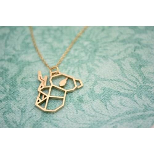 Trendy Gold Silver Color Koala Necklace Women Origami Statement Necklace Geometric Animal Cs Go Collares