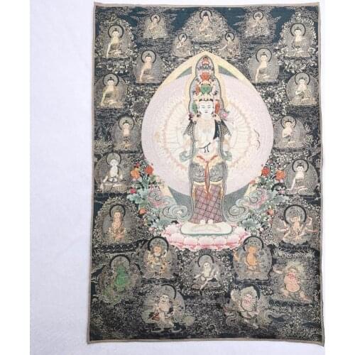 Thousand hands, thousand eyes, Avalokitesvara, religious supplies, Bodhisattva portrait, brocade, Nepal hanging painting, embroi