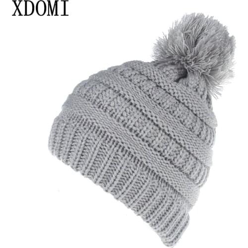 XDOMI 2017 Fashion Autumn Winter Children Casual Hats pompom Beanies Cap Natural Fur Hat For Kids Boys Girls Warm Knitting Caps