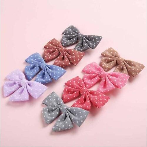 Dog headwear Yorkshire bow hair accessories pet hairpin puppy hairpin cat jewelry head flower Dot cotton linen bow X11