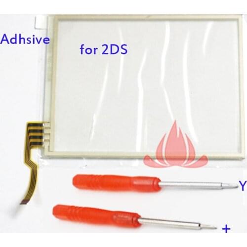 2pcs Touch Screen Glass Digitizer Lens Replacement for Nintendo 2DS W Adhesive Screwdriver