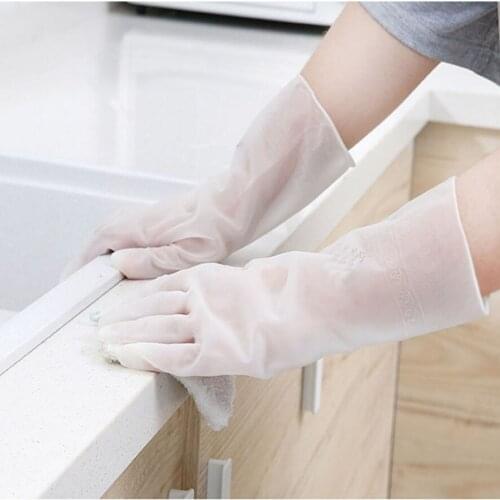 Dishwashing Cleaning Glove For the Kitchen Household Housework Gloves PVC Translucent White Gloves