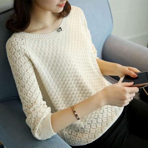Women Summer Knitted Pullovers Tops Casual Female O-neck Korea Knitwear Pull Jumpers White Tops