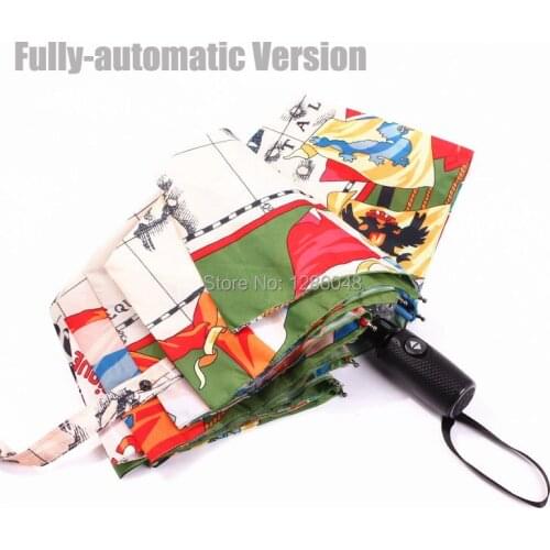 Free shipping navigation map sun rain anti-uv fully auotomatic umbrella adult three folding umbrella stroller outdoor durable
