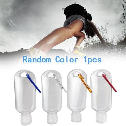 1 Pc 50ml Portable Transparent Plastic Hook Bottle Random Color Keychain Climbing Mountain Camping Hiking