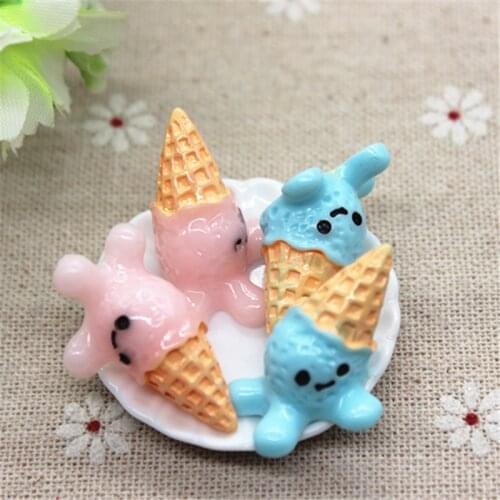 10pcs Kawaii Simulation Food 3D Resin New Ice Cream Flatback Cabochon DIY Decorative Craft Scrapbooking Accessories,20*30mm