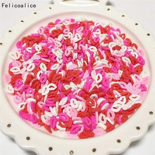 100g Rose Pink Lips Polymer Clay Slices Plastic Klei Mud Particles For DIY Nail Art Slime Filler Making Tiny Cute Crafts