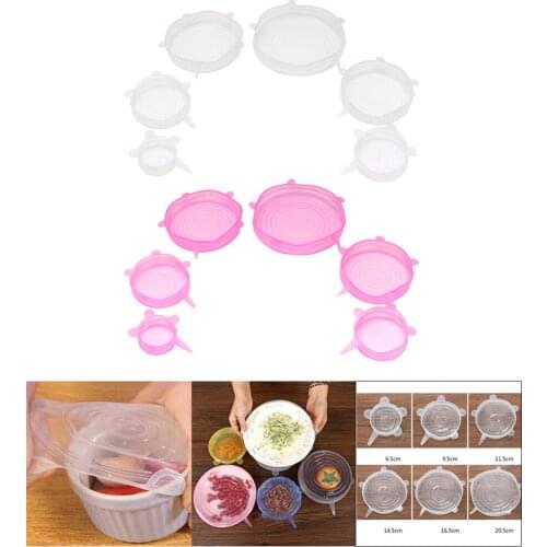 12 Pieces Silicone Stretch Lids Covers Reusable Stopper Suction Pot Lids