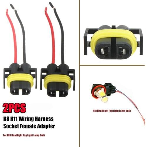 2Pcs H8 H11 Wiring Harness Socket Female Adapter 12V Car Auto Wire Connector Cable Plug For HID Headlight Fog Light Lamp Bulb