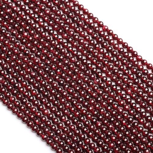 2pcs HighWholesale Natural Red Garnet Round Loose Stone Small Beads 3mm-10mm Fit Jewelry DIY Necklaces or Bracelets