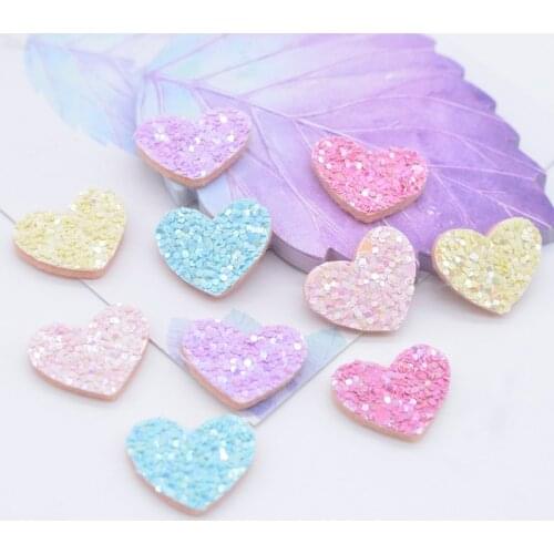 50Pcs Mini Heart Patches Cute Applique for Baby Girls Hairband Hairbow Barrette Hairpin Bobby Pin Hairgrip Crafts Accessory