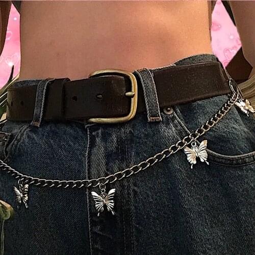 90s Aesthetic Animal Butterfly Waist Chain Trouser Chain for Women Punk Cool Vintage Goth Keychain Charms Body Accessories Gifts