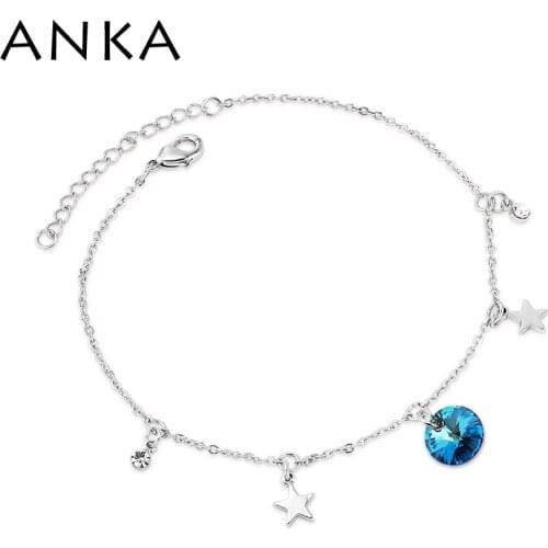 ANKA Hot New Fashion Round Crystal With Star Bead Charm Chain Bracelet Crystals from Austrian #137535