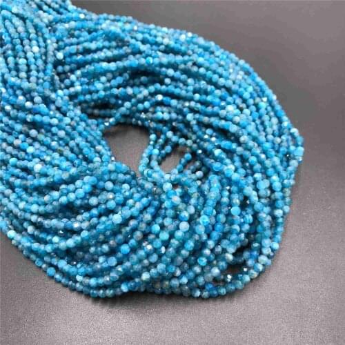 Natural Apatite beads Micro Stone Beads 2 3mm blue Section Loose gem Beads spacers for Jewelry Making Necklace DIY Bracelet gift
