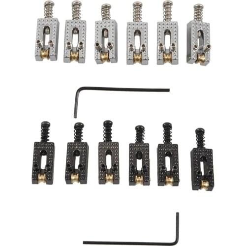 ELOS-12 Roller Bridge Tremolo Saddles with Wrench for Fender Strat Tele Electric Guitar Chrome Color & Black