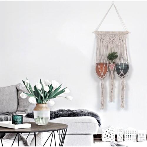 Tapestry hanging baskets for plants nordic boho home decor macrame wall hanging plant holder plant basket Hand-woven flower pot