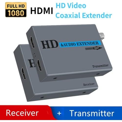 HDMI Over Coax Extender HDMI Transmitter and Receiver Support 1080P Full HD HDMI Signal Lossless No Delay 500m HDMI Extender
