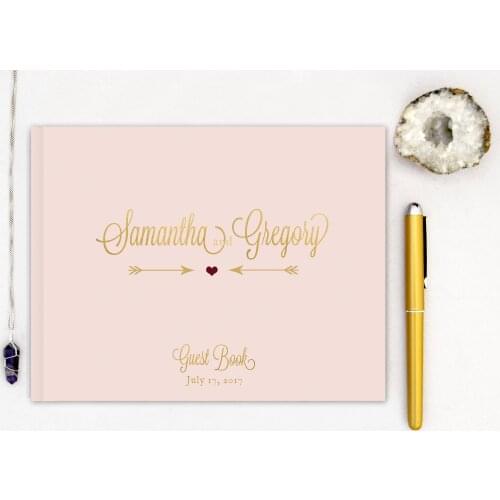 Personalize pink Gold Foil Wedding Journals Guest Book Alternative Custom birthday instant photobooth memory ablums guest book