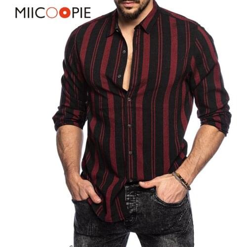 Classic Men Striped Shirt Long Sleeved Casual Style Slim Fit Mens Hawaiian Shirts Summer Streetwear Button Lapels Camisas Hombre