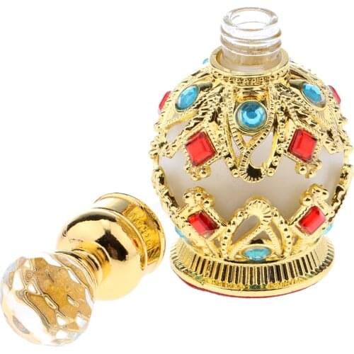 Royal Court Round Rhinestones Empty Perfume Essential Oil Makeup Bottle 15ml