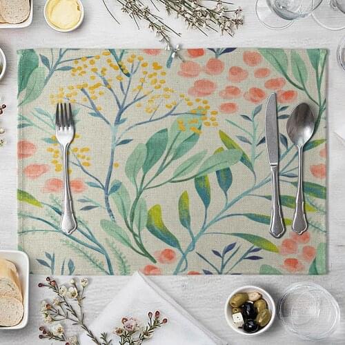 Multicolor Leaves Flower Kitchen Dining Table Mat Heat Insulated Pad Placemat