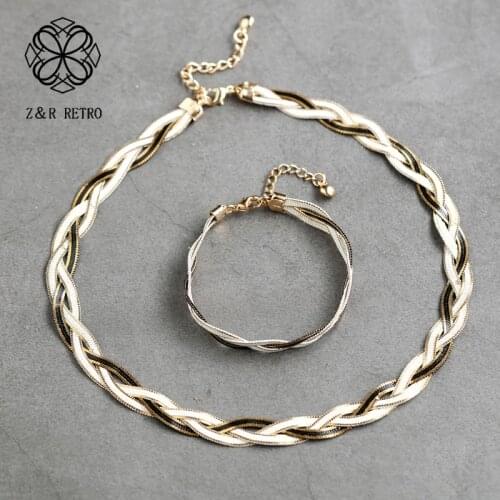 Fashion New Jewelry Sets For Women Necklace Zinc Alloy Necklaces & Pendants Bracelet Jewelry Set Female Party Christmas Gift