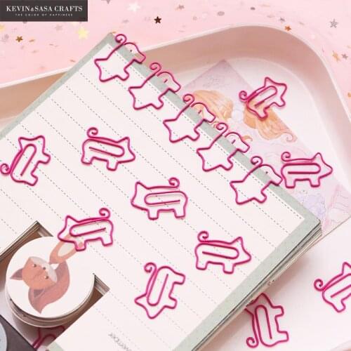 10Pcs/Set Pig Clips Set Office Supplies Quality School Stationery for Students Office Accessories Pink Bookmark Clips