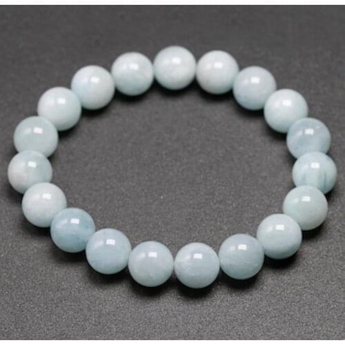 Natural Aquamarine Bracelet Single Circle Bracelet Men Women Jewelry 6 8 10mm Beads Romantic Casual Gemstone Yoga Bracelet