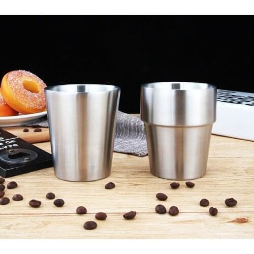 Quevinal 100pcs 7oz 200ml Beer Mugs Stainless Steel Double Wall Insulated mugs Coffee mugs camping water milk mug