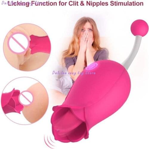 Rose Tongue Lick Sucking Vibrator Intimate Goods Nipple Sucker Oral Licking G-Spot Clitoris Stimulation Adult sex Toys for Women