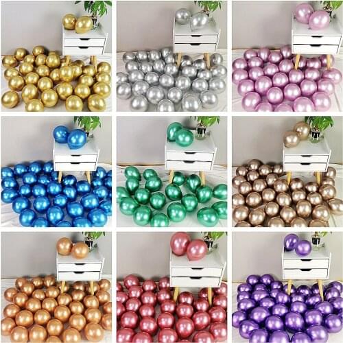 30/50pcs 5inch Chrome Metallic Latex Balloons Gold Round Metal Balloons Birthday Party Inflate Air Globos Wedding Decor Supplies
