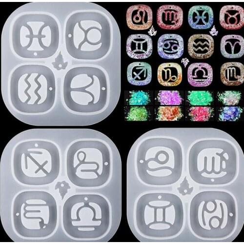 12 Horoscopes Silicone Casting Molds Jewelry Tools For DIY Resin Horoscopes Pendants Keychain Uv Epoxy Art Craft Handmade Making