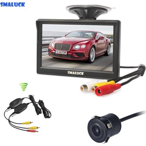 SMALUCK 5" Car Monitor Reverse Rear View Backup Camera Auto Parking Assistance Waterproof Night Vision Parking System