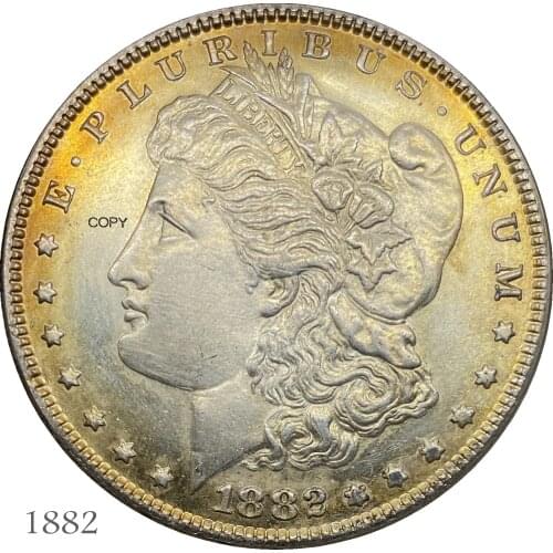 United States 1882 Morgan One Dollar US Coin Cupronickel Plated Silver Morgan Silver Dollor Coin