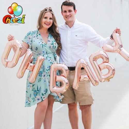 16 inch Rose Gold "OH BABY" letter foil balloons Birthday party decoration Shower Wedding event supplies DIY Hanging ballons