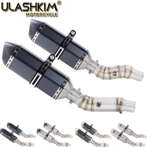 Motorcycle Full System Exhaust Muffler Escape Middle Link Round Pipe Slip On For Kawasaki Z1000 Z1000SX Z1000R 2010-2020