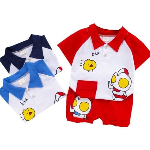 High-end Baby Boy Clothes Summer infant Set Cartoon Short Sleeve T Shirt + Pants 2PCS Sportswear For Kids Clothing Toddler Outfi